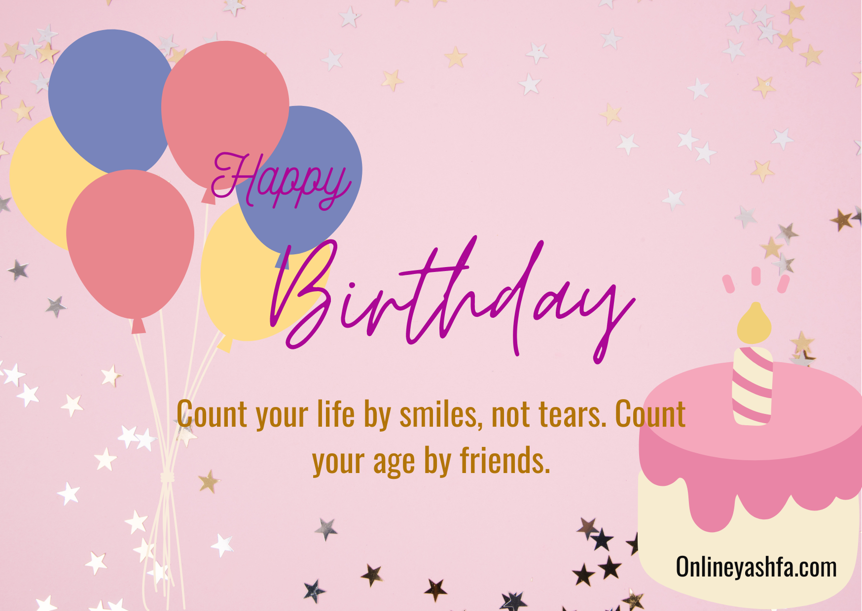 Pink Minimalist Wish Happy Birthday Greeting Card 
